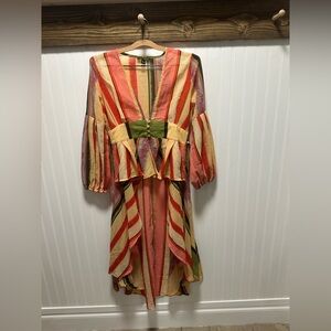 Thread Story Asymmetrical patchwork Striped Dress Tunic Duster Sz M indiesleeze